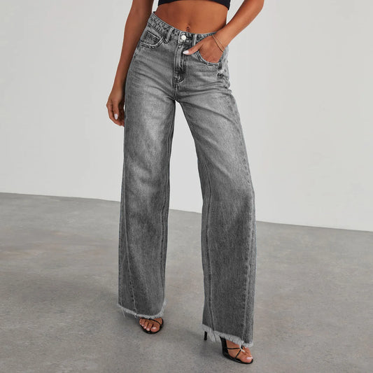 High-waisted Straight-leg Wide-leg Pants