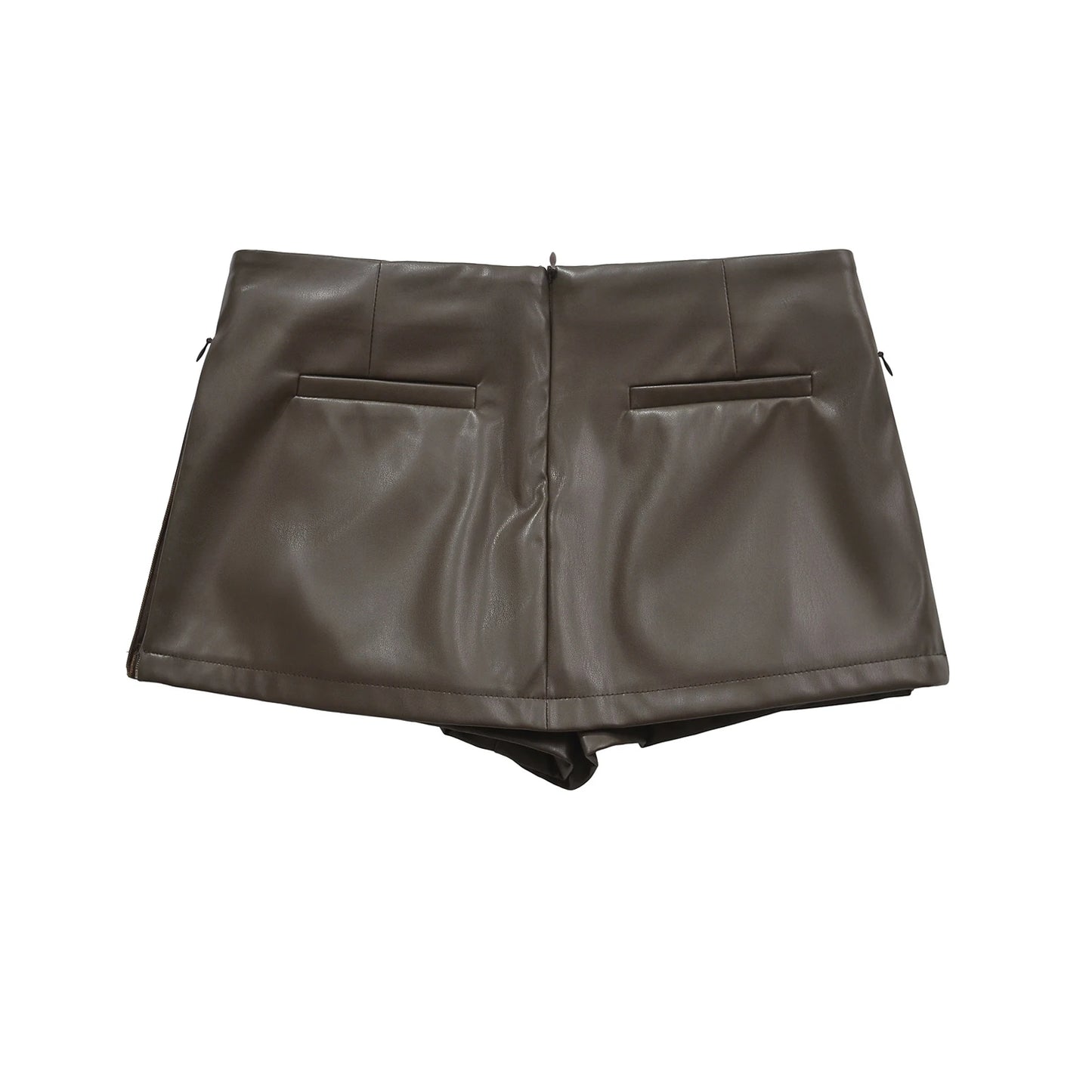 Low Rise Skirts Split Leather Skirt With Shorts