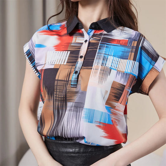 Short Sleeve Chiffon Blouse