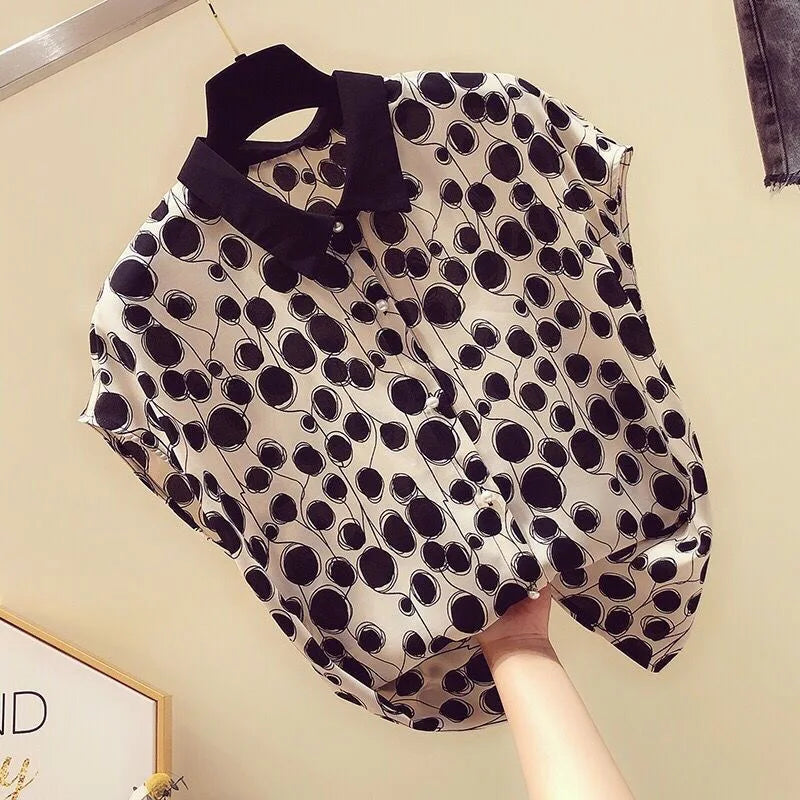 Batwing Sleeve Peter Pan Collar Polka Dot