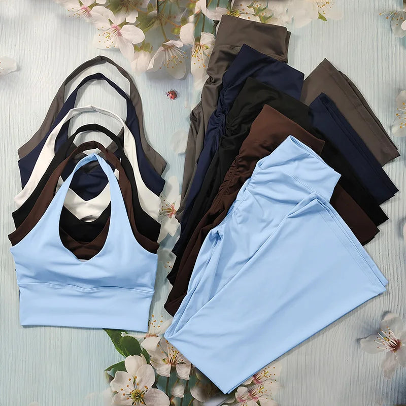 Yoga Set  Sexy Sports Bra/ Flared Leggings