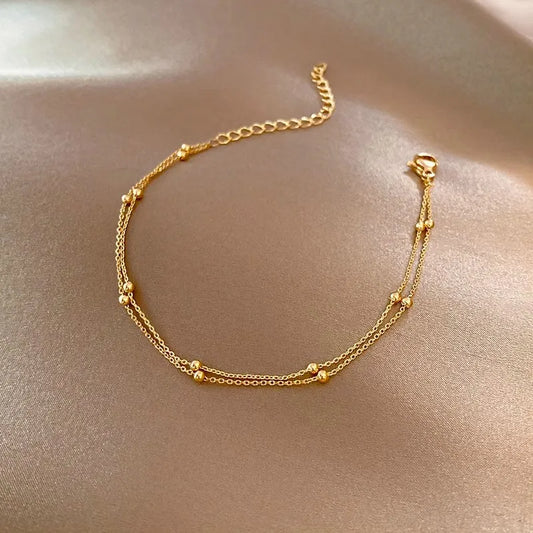 Small Ball Bracelet Gold Plated  Cuff Bracelets