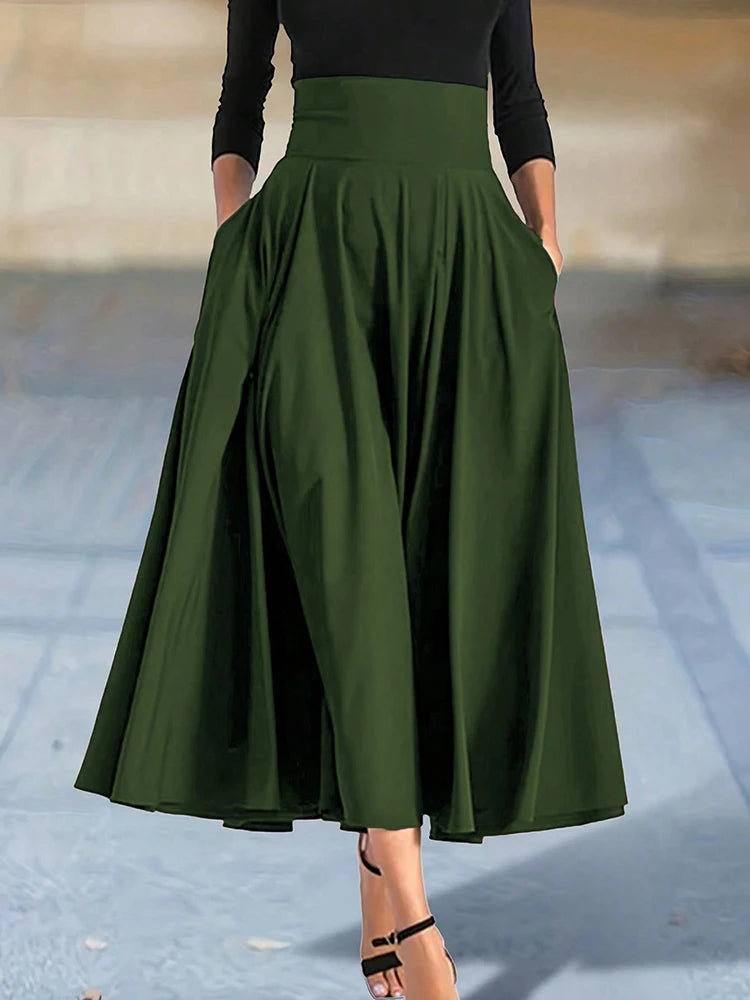 Solid Color A-line Skirts With Bow