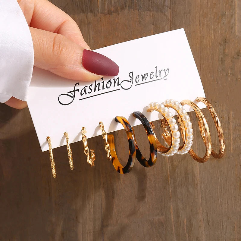 Gold Color Geometry Pearl Earrings  Dangle Earrings