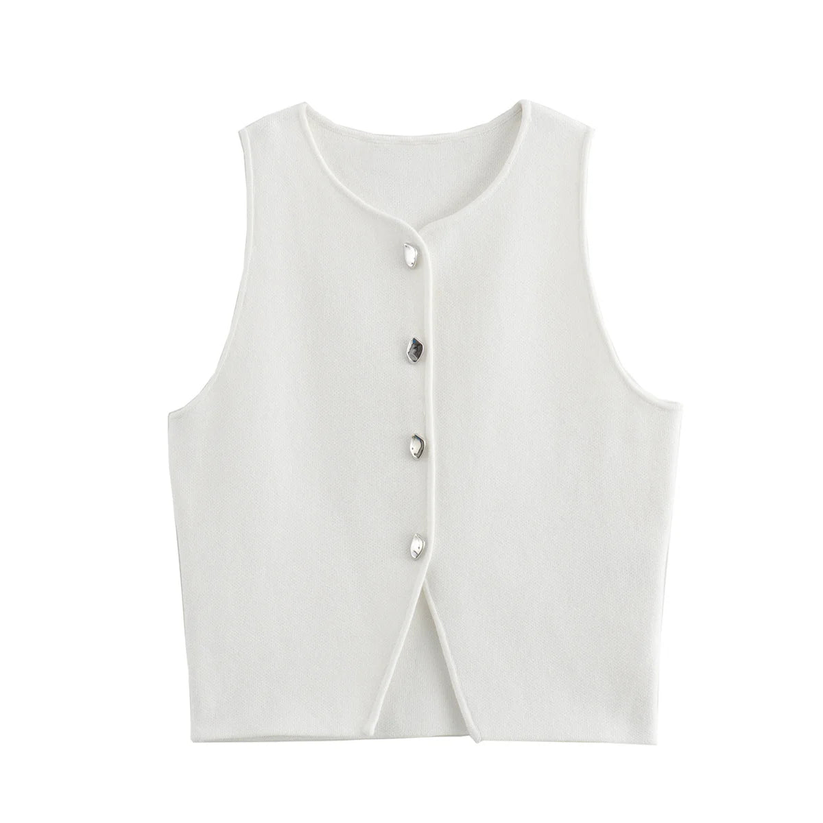 Knit Button CropTop Vest Tank
