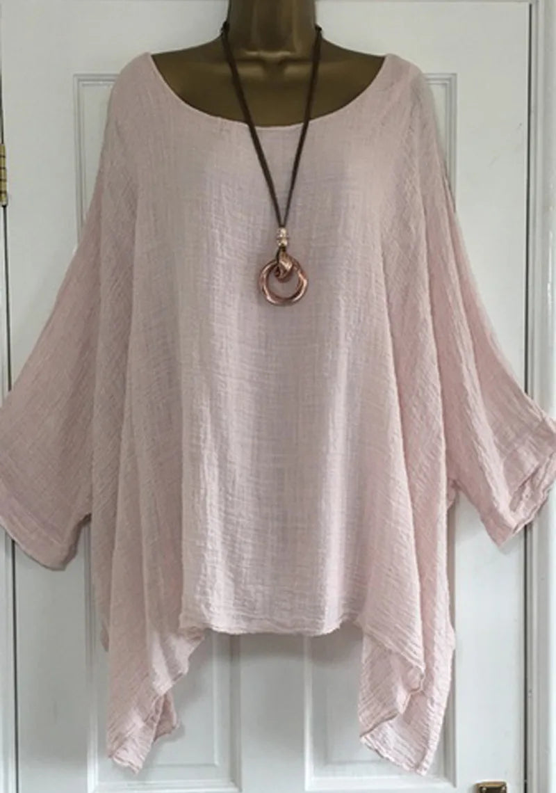 Batwing Sleeve Solid Color  Casual  Blouse