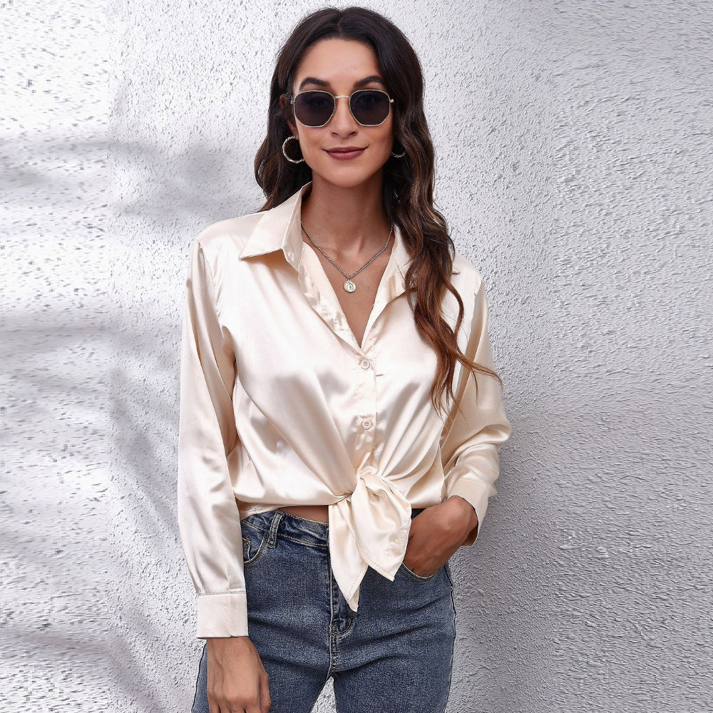 Casual Satin Blouse Long Sleeve