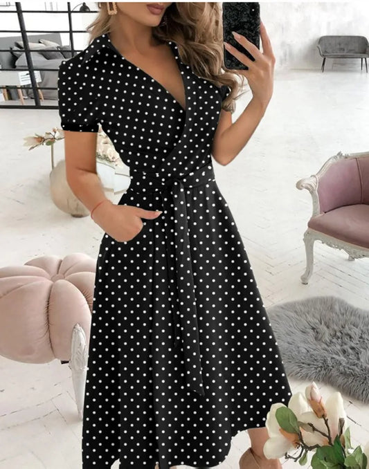 Button Up Short Sleeve Long Dress