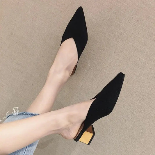 Heel Slides Pointed Toe Mules  Non Slip