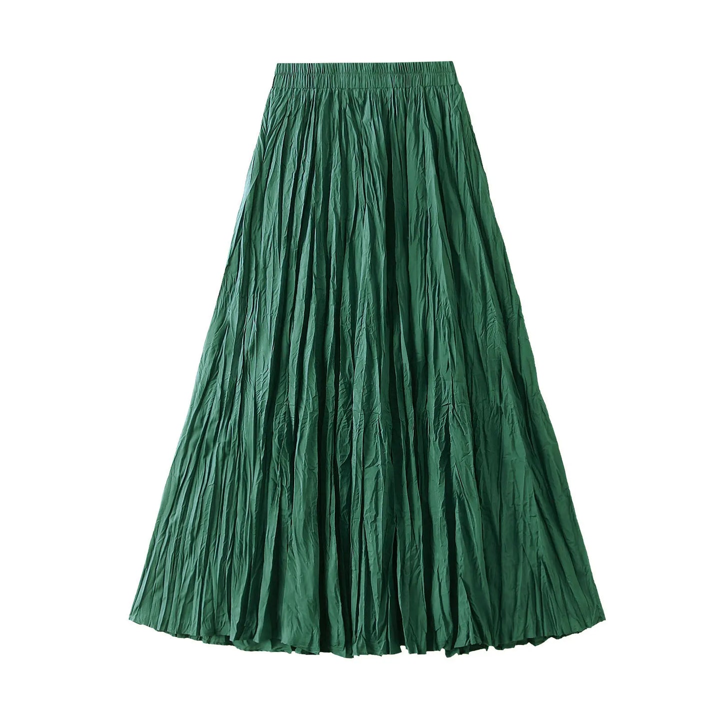Pleated A-line Midi Skirt