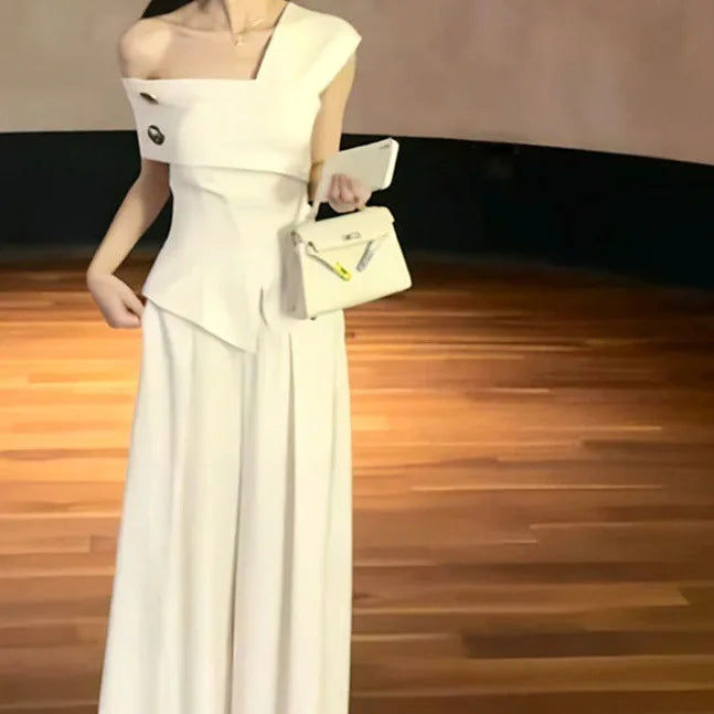 Fashion Sensation Shoulder Bared  Wide Leg Trousers