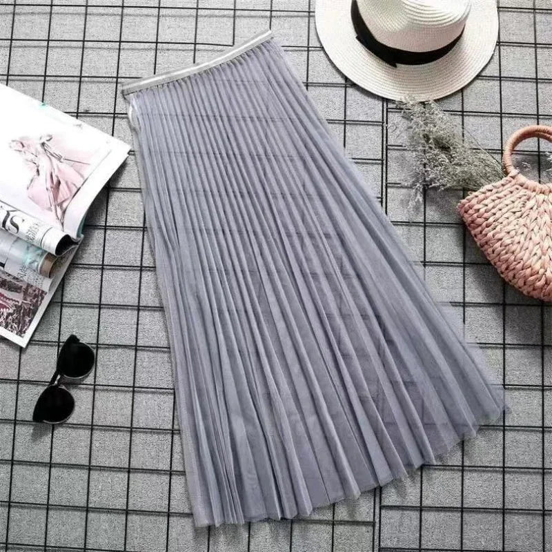 Transparent Lace Mesh Skirt Elastic High Waist