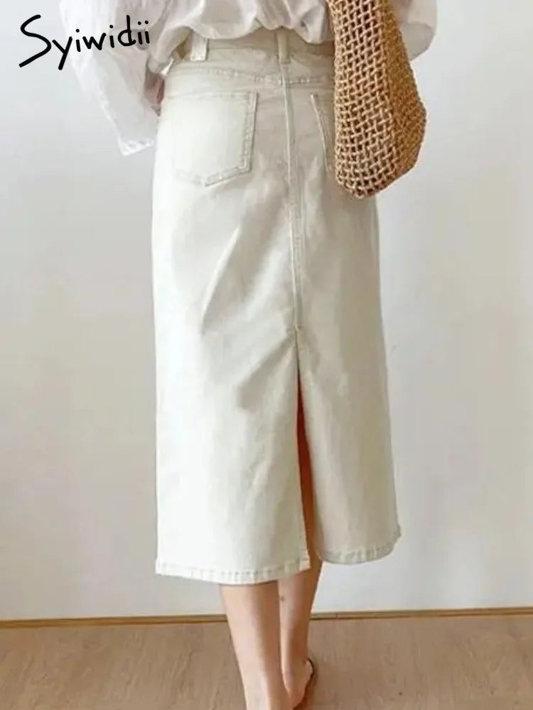 Denim Long Skirts  A Line