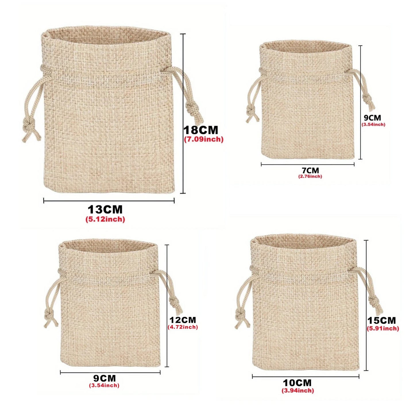 50PCS Drawstring Burlap Jute Favor Gift Bag
