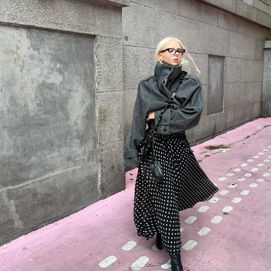 Full Sleeve Single Breasted Stand Collar Short Coats