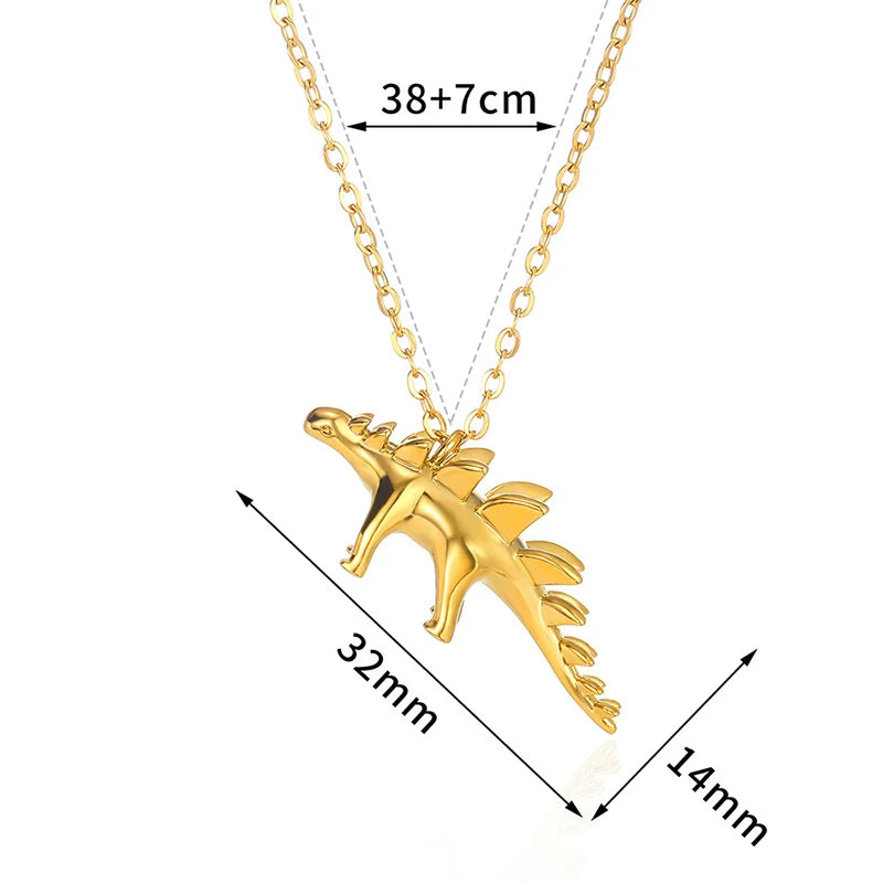 Stainless Steel Dinosaur Necklace Men Boys