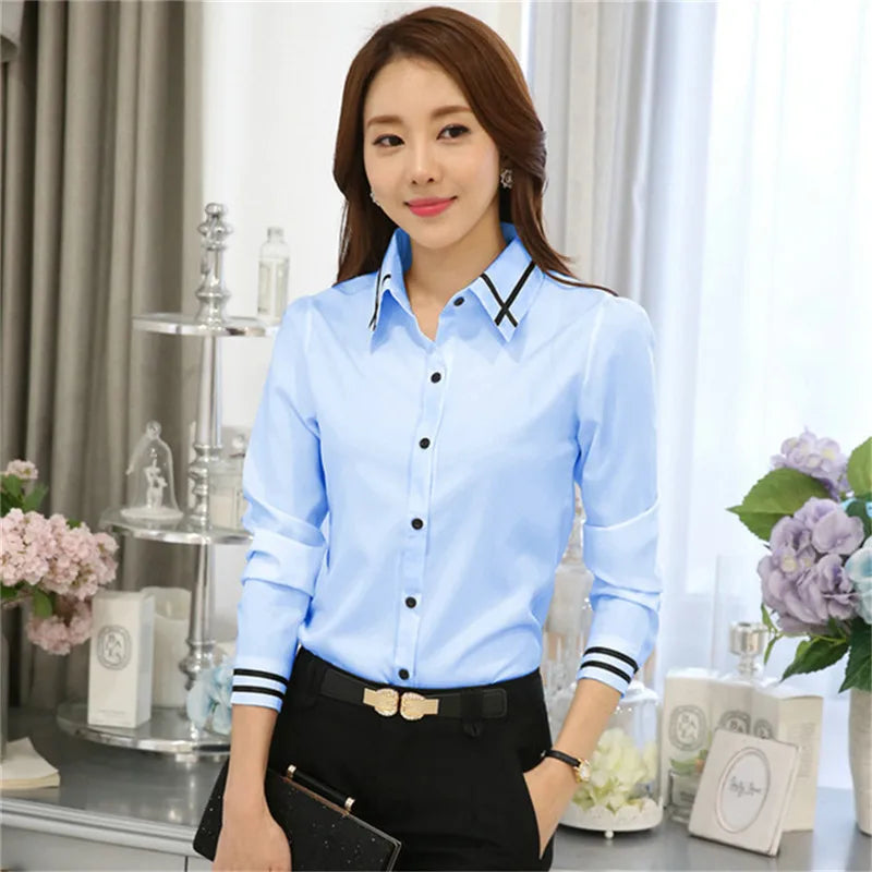 Chiffon Slim Blouse  Casual Long Sleeve