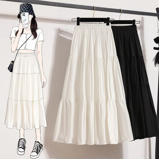 White/Black Long  High Waist  A-line