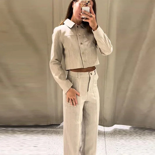 Single Breasted Pant Set  Low Waist Straight Pants