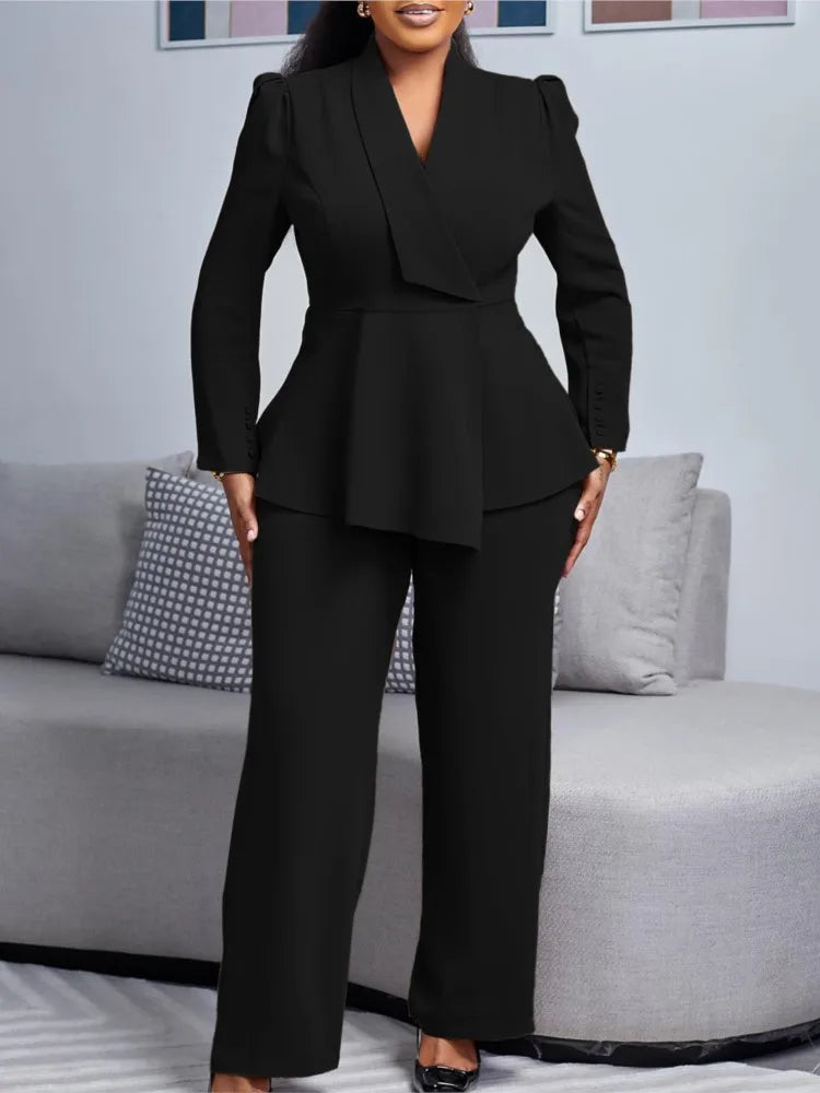 Two Pieces Set Long Sleeves High Waist Trousers
