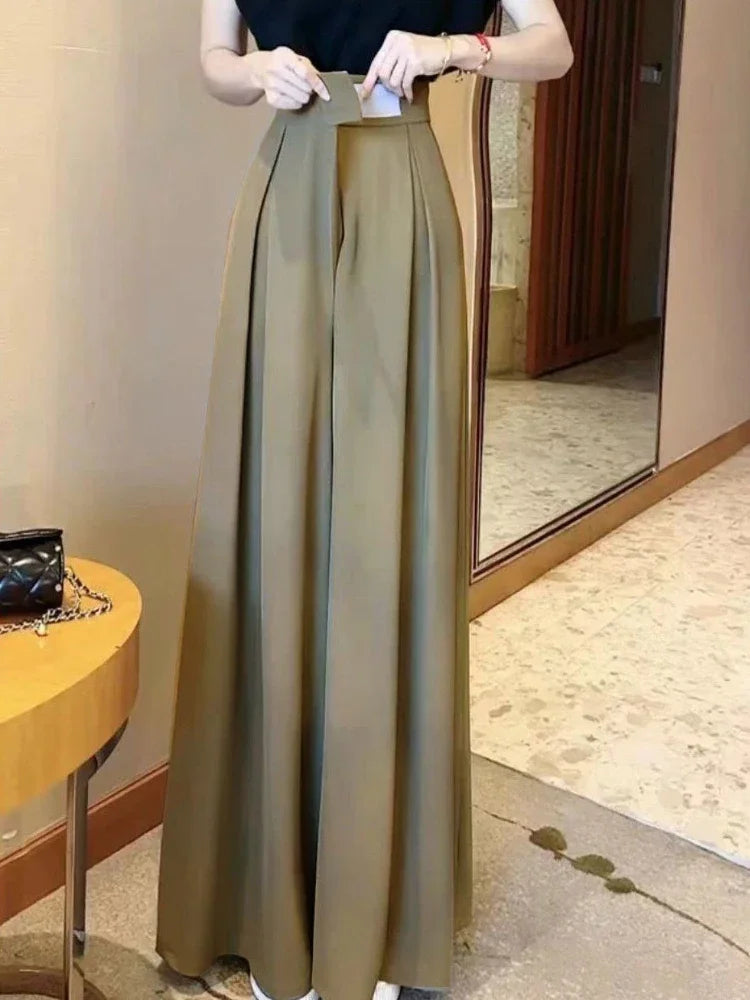 Wide Leg Pants High Waist Pleated Fashion