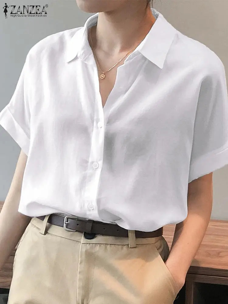 Oversized Solid Tops Short Sleeved Blouse
