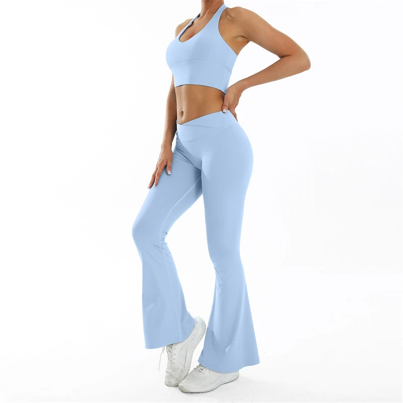 Yoga Set  Sexy Sports Bra/ Flared Leggings