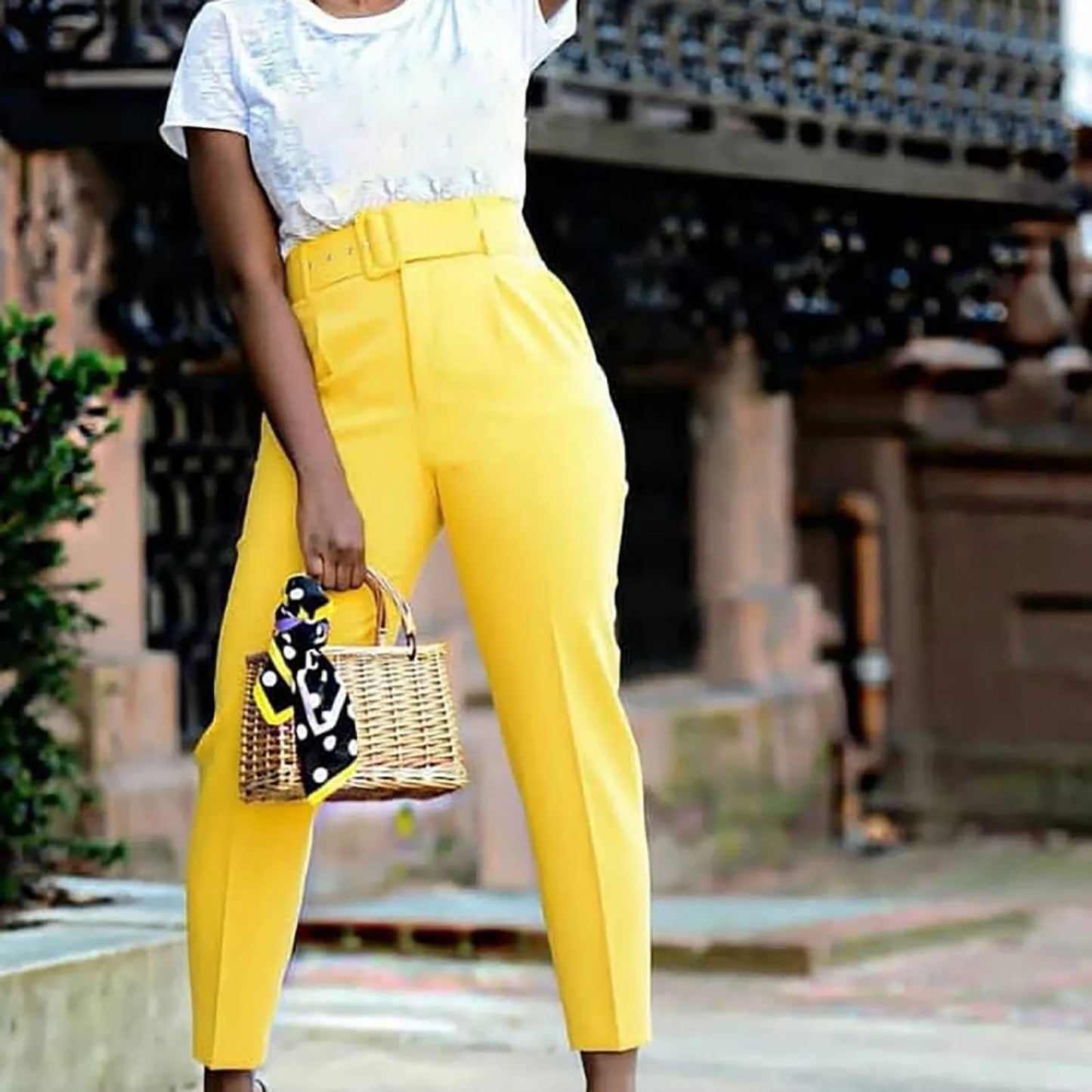 High Waist Casual Trousers Slim Fit Pant