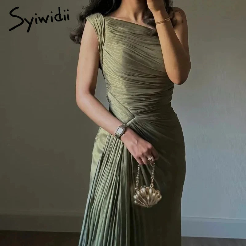 One Shoulder Evening  Slit Long Dresses
