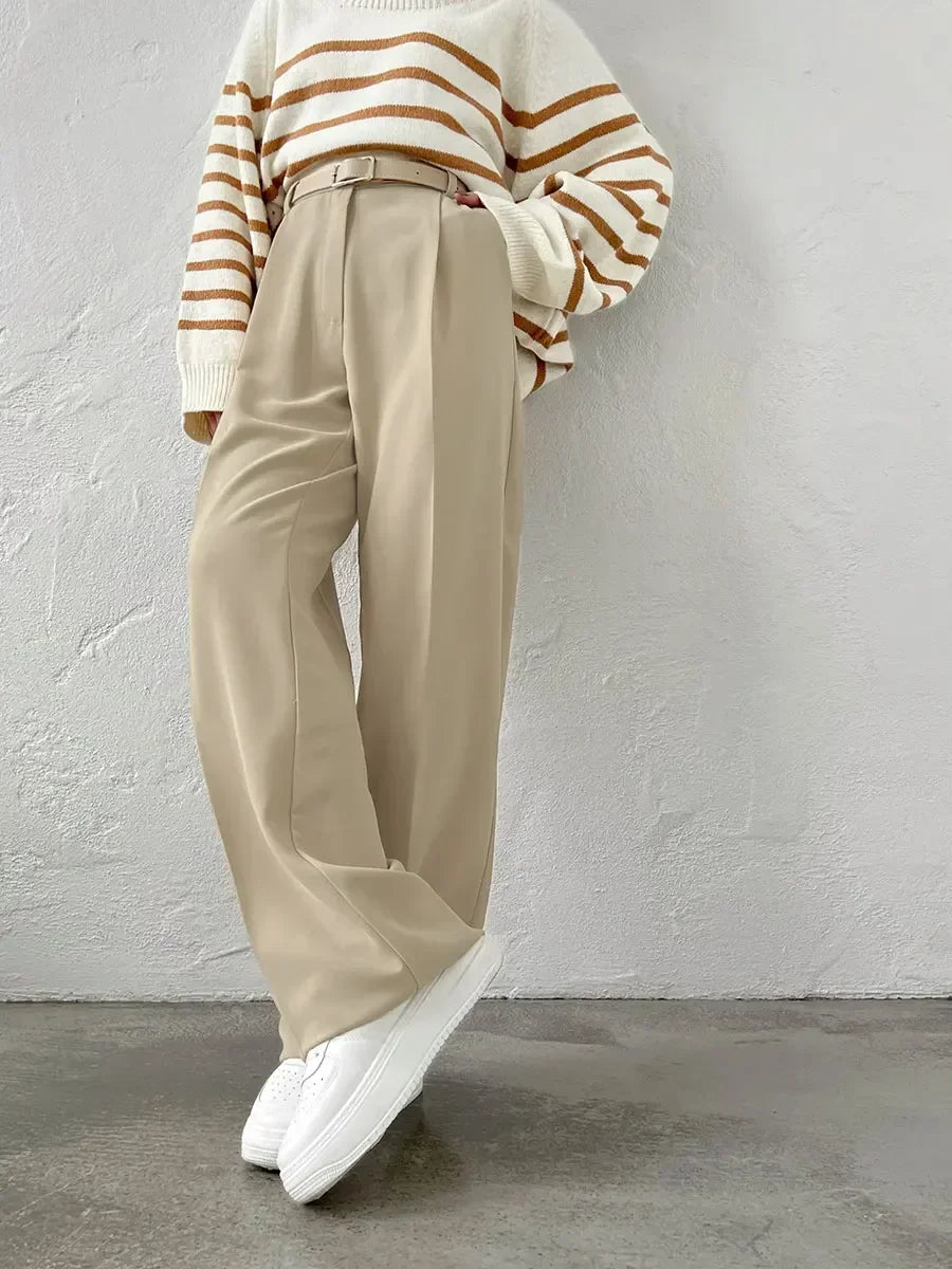 Full Length Trousers High Waist Pants Pockets