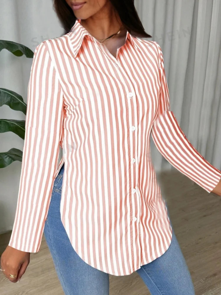 Long Sleeve Stripe Blouse Shirt