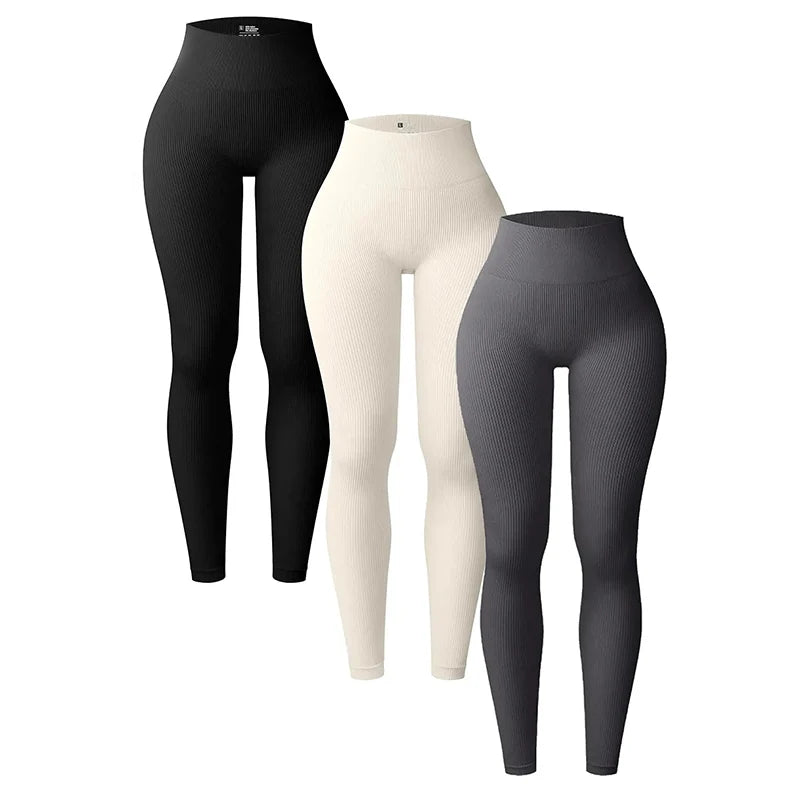 Seamless knitted yoga pants high waisted leggings