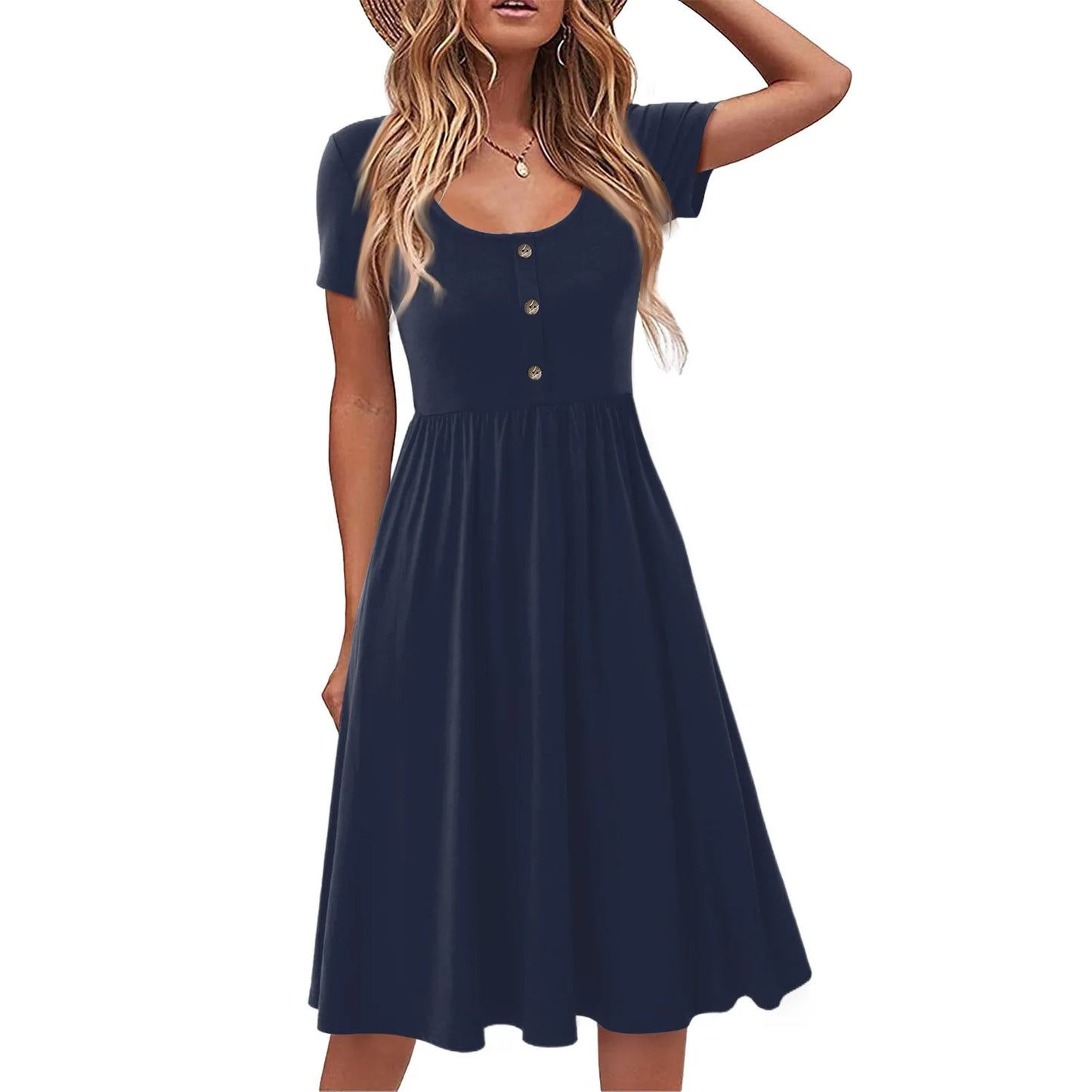 Fashionable Short Sleeve Midi Dress