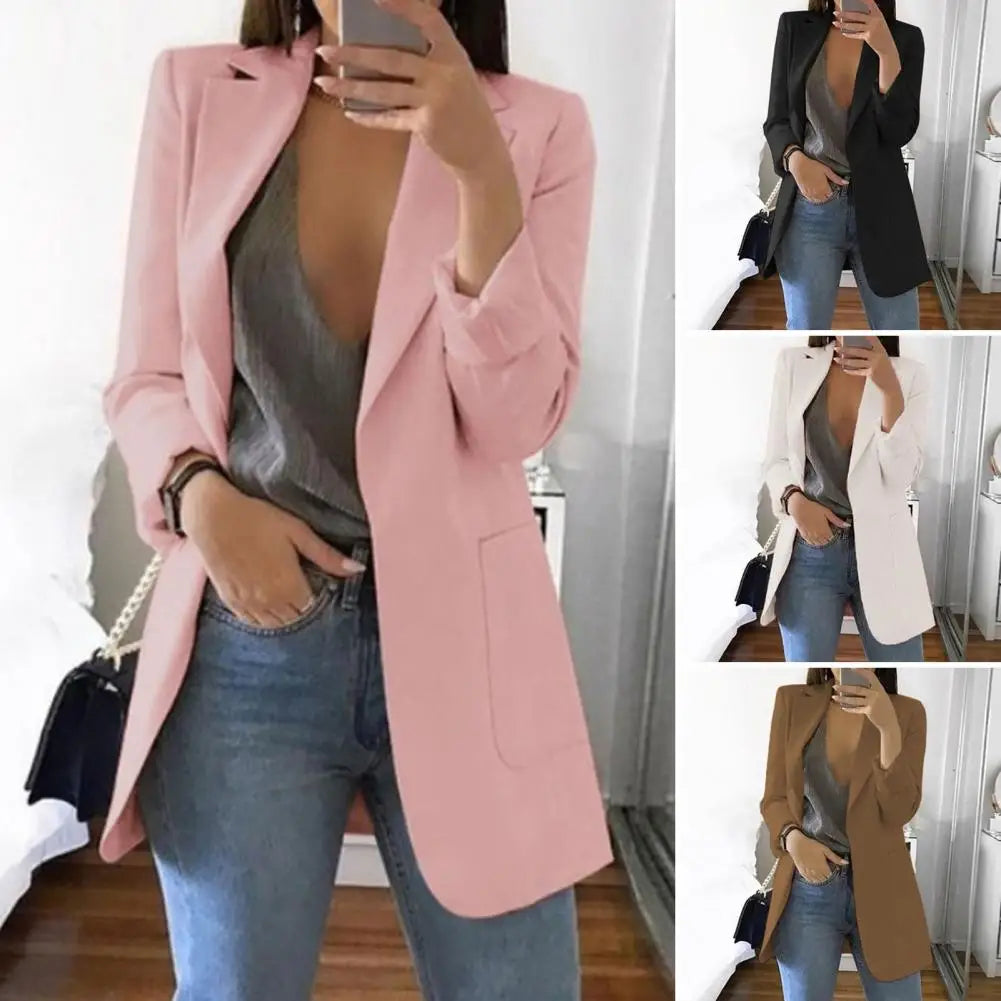 Solid Color Suit Jacket Women Long Sleeve