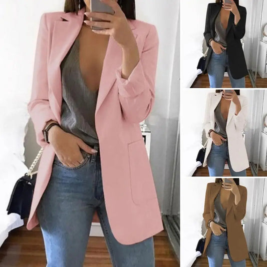 Solid Color Suit Jacket Women Long Sleeve
