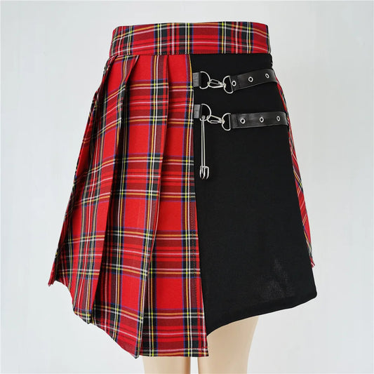 Mini High Waist Plaid Pleated Skirt