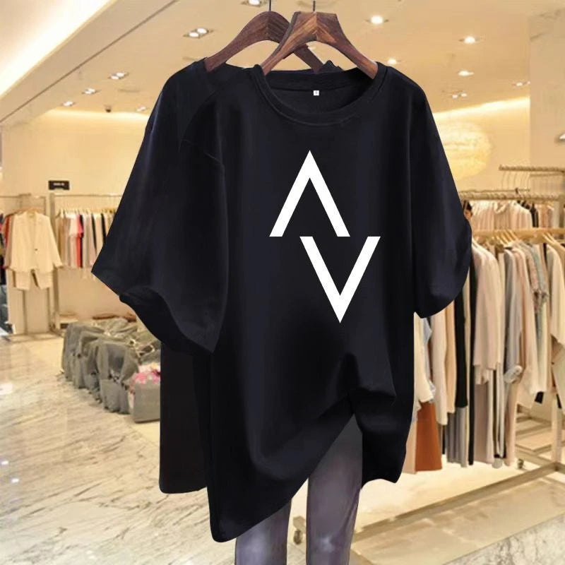 Loose cotton women's T-shirt with elegant sleeves