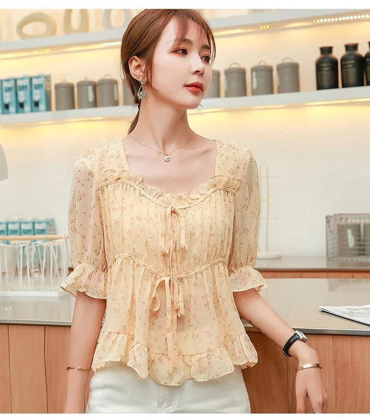 Blouse Cute Crop Floral