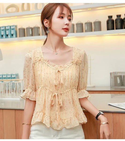 Blouse Cute Crop Floral