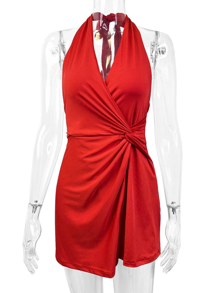 Sexy Tied Halter Tight Mini Dress