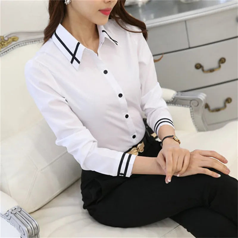 Chiffon Slim Blouse  Casual Long Sleeve