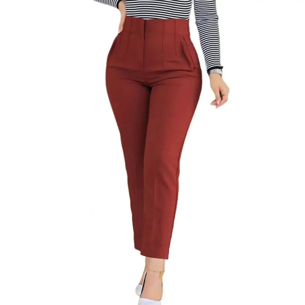Fashion Side Pockets Straight Pants  Zipper Fly
