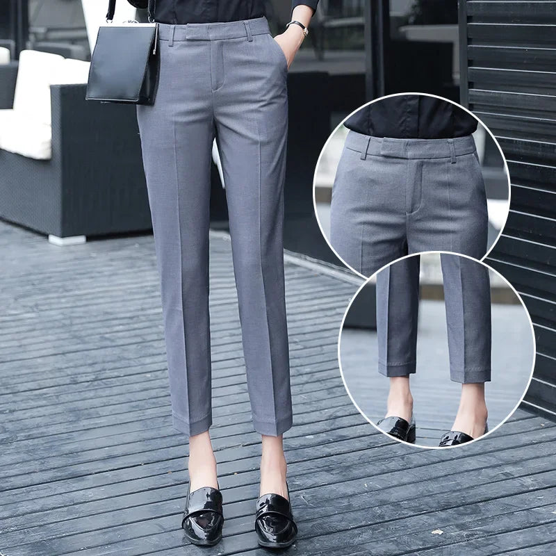 Black Gray Suit Pants High Waist Pants