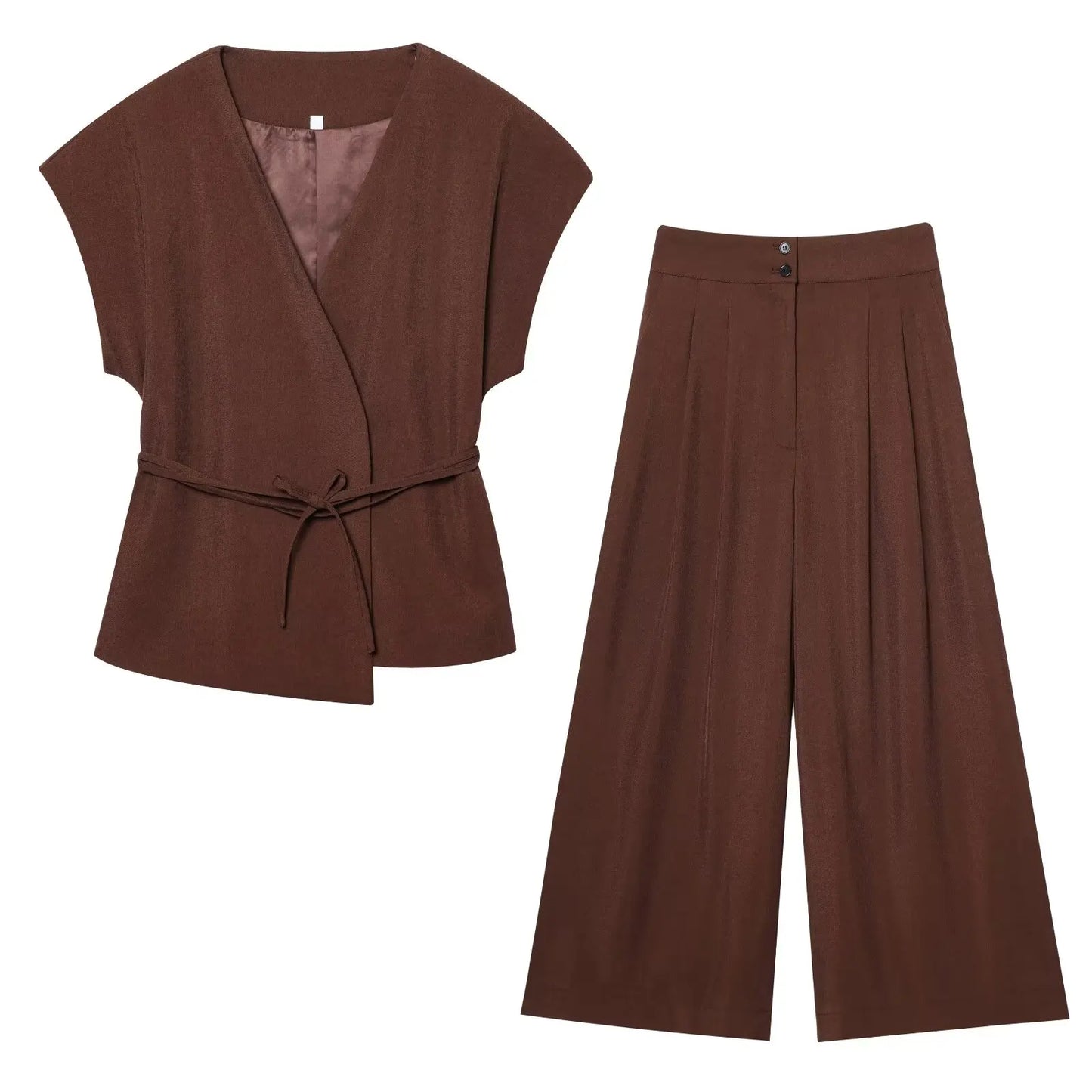 Trouser Suits Sleeveless V-Neck  2 Piece Set