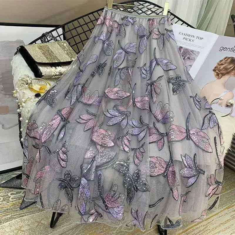 Casual Summer Embroidery Long Skirt