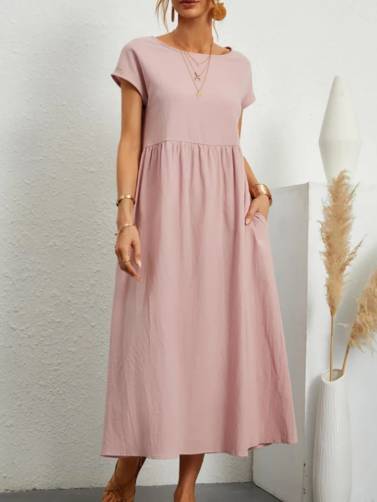 Maxi Dress Short Sleeve O Neck