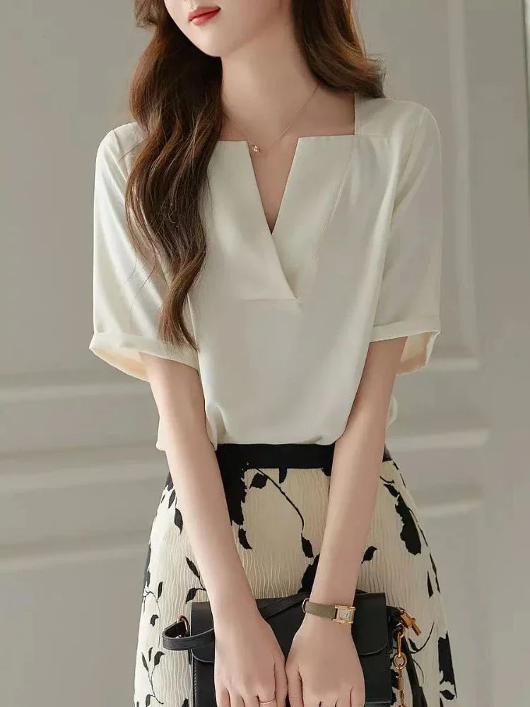 Women Chiffon With Short Sleeve