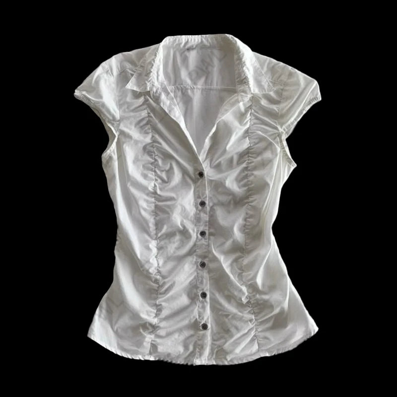 Crop Top Sexy Slim Casual Button-Down Turtleneck