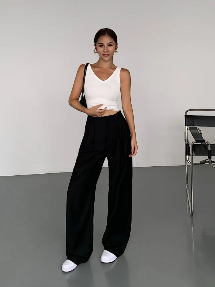 High-waisted Wide-leg Suit  Loose Trousers