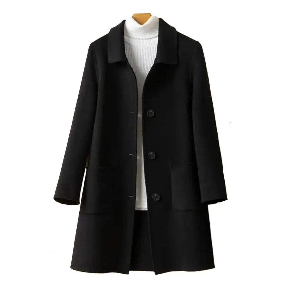 Winter Coat Single-breasted Lapel Mid Length